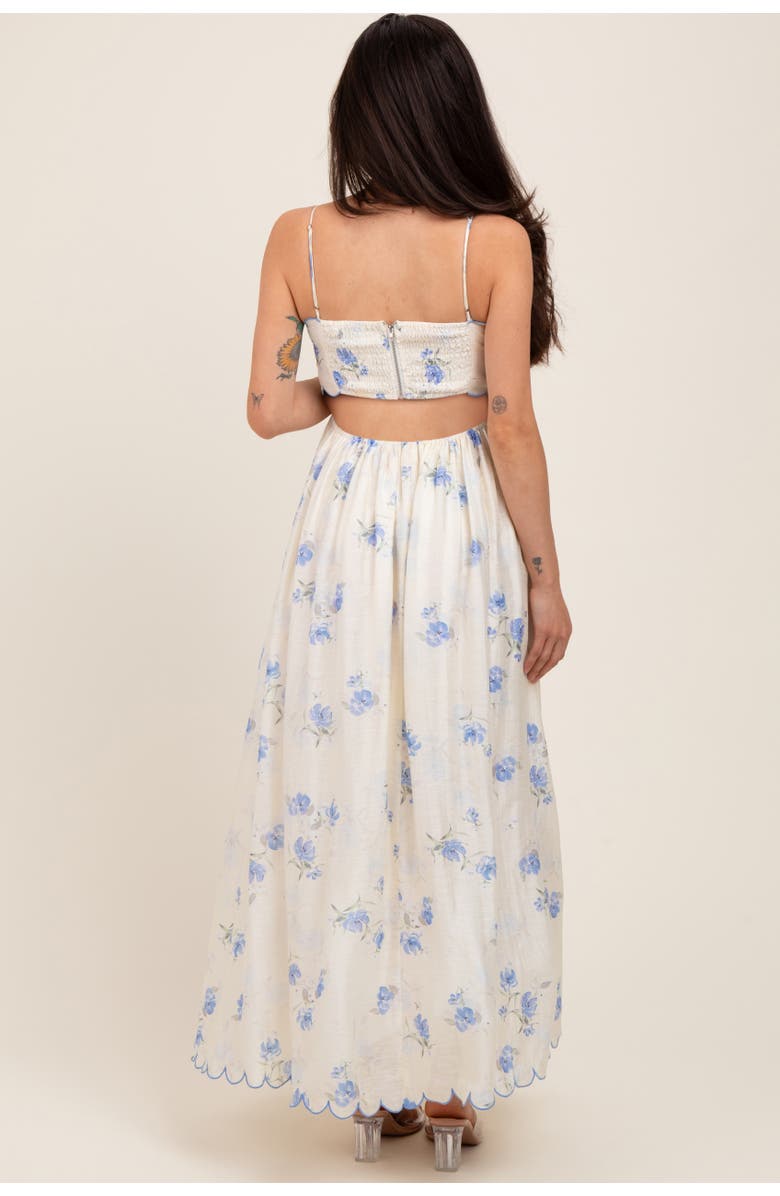 PinkBlush Floral Scallop Edge Back Cutout Maxi Dress, Alternate, color, Blue