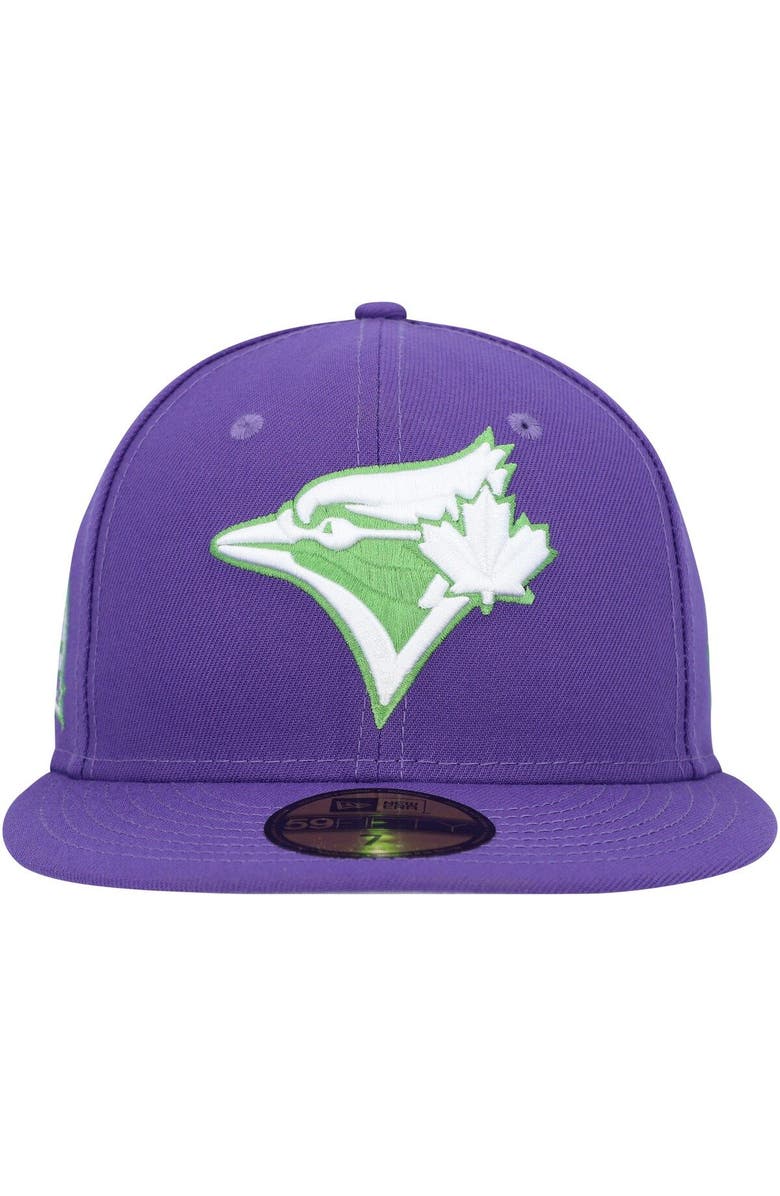 New Era Men's New Era Purple Toronto Blue Jays Lime Side Patch 59FIFTY Fitted Hat, Alternate, color, Purple