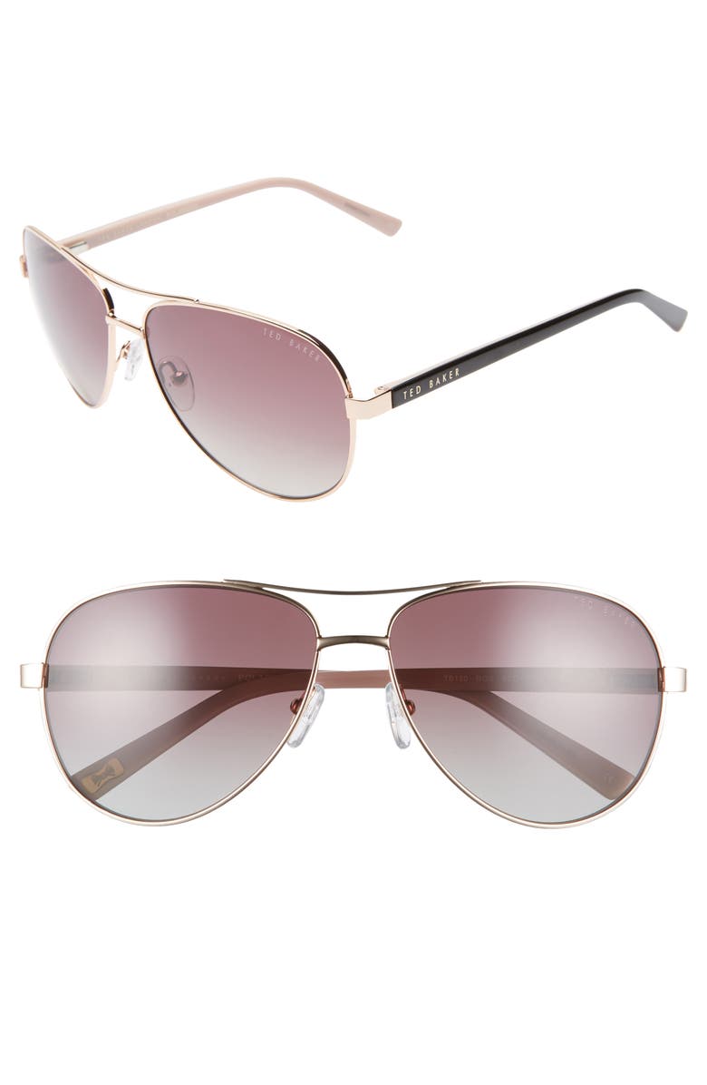 Ted Baker London 60mm Polarized Aviator Sunglasses | Nordstrom display picture 1