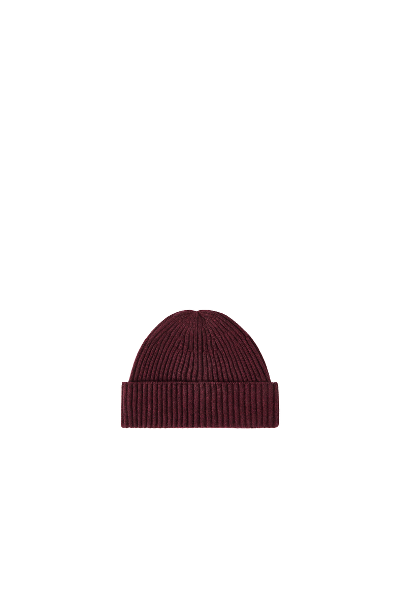 Cashmere English rib double knit beanie, Alternate, color, Burgundy