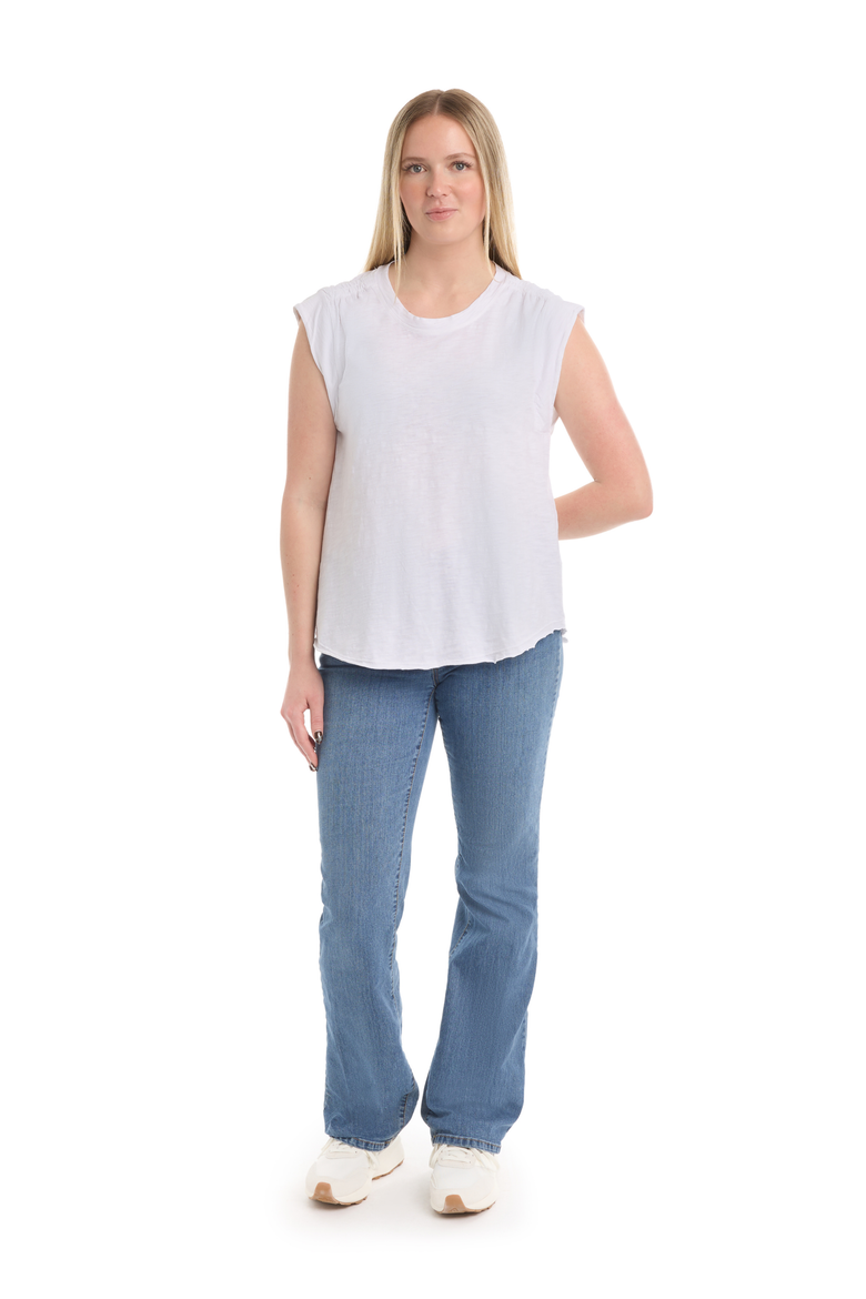 Ruched Shoulder Tee, Alternate, color, White