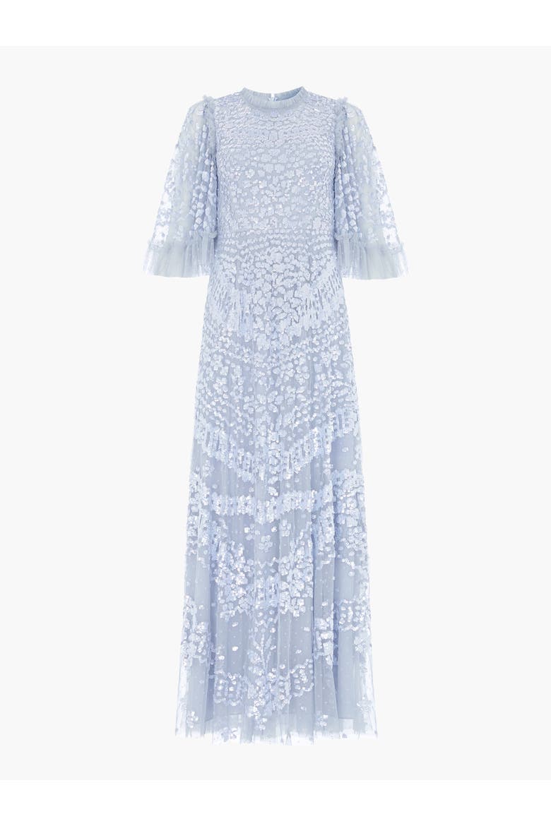Anais Sequin 3/4 Sleeve Maxi Gown, Alternate, color, Skylight