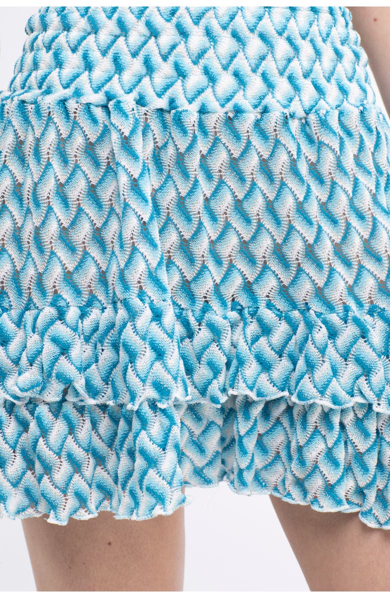 Sunday St. Tropez Natalia Knit Cover-Up Ruffle Mini Skirt, Alternate, color, Turquoise