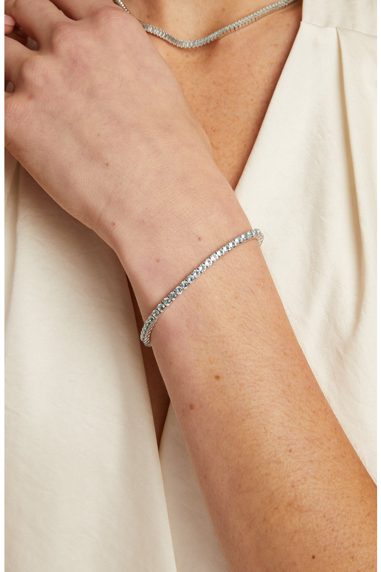 Lab Grown Blue Tourmaline Tennis Bracelet, Alternate, color, Sterling Silver