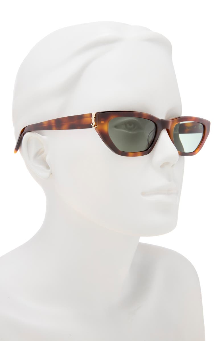 Saint Laurent 54mm Cat Eye Sunglasses, Alternate, color, Havana Havana Green