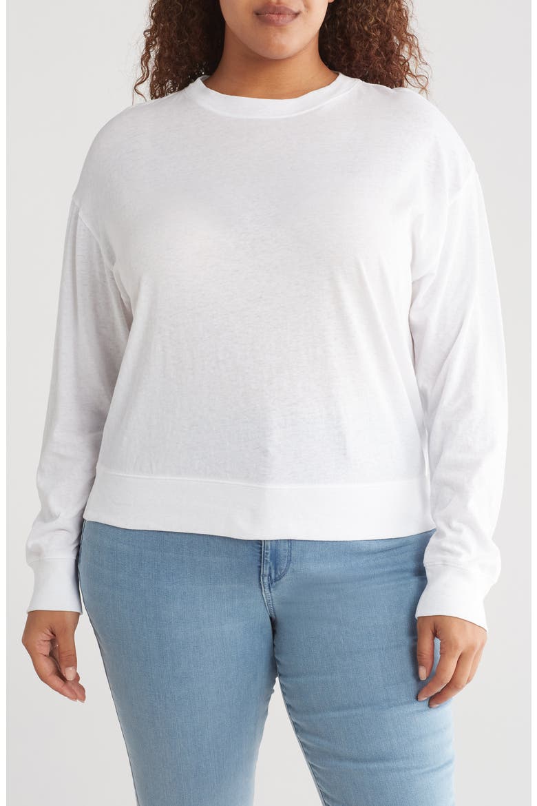 Cotton & Linen Sweatshirt, Main, color, OPTIC WHITE