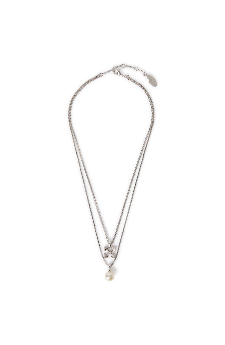 OFF WHITE Men's Arrow Pearl Double Necklace, Main, color,