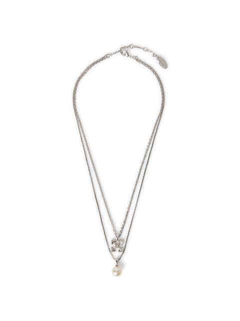 Men's Arrow Pearl Double Necklace