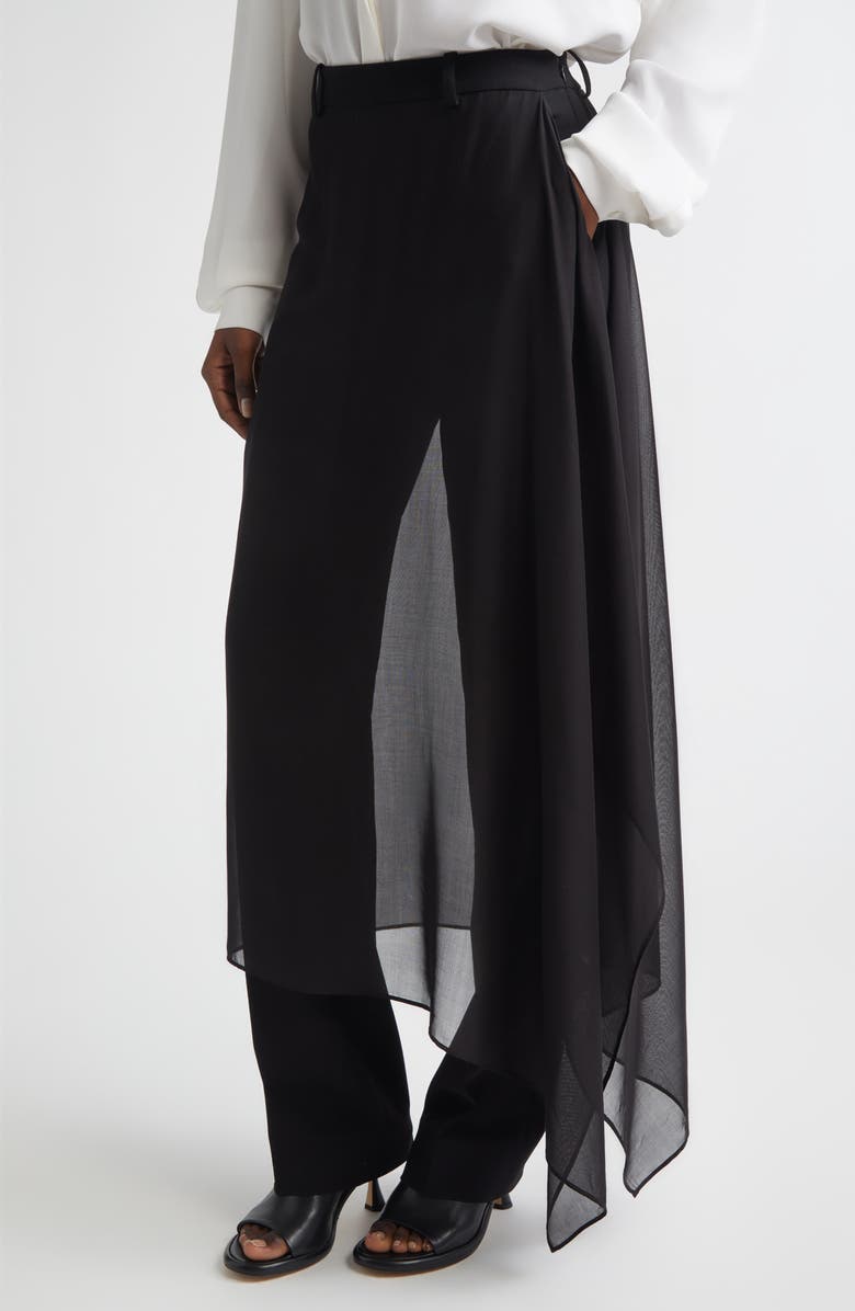 Michael Kors Collection Veiled Stretch Virgin Wool Trousers, Alternate, color, Black