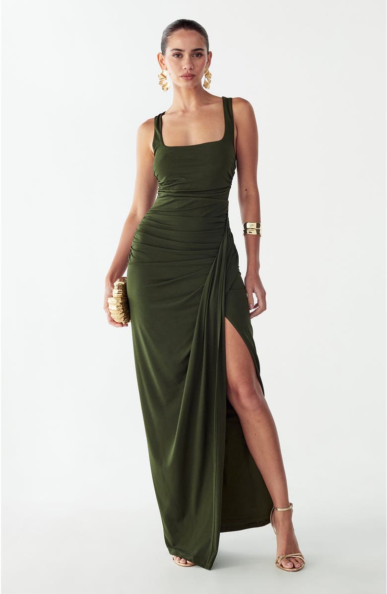 BWLDR Fallen Maxi Dress, Alternate, color, Khaki