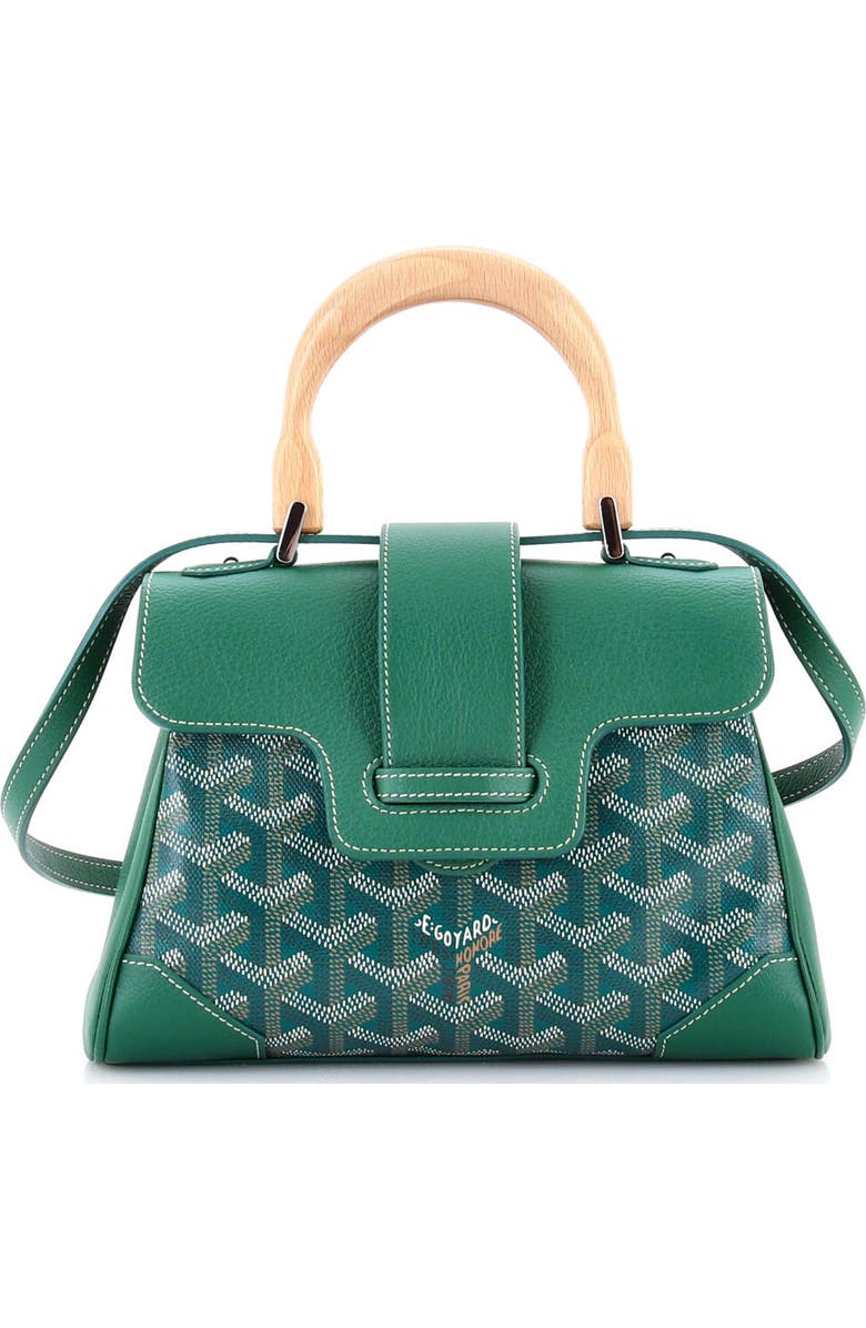 Pre-Owned Goyard Saigon Top Handle Bag Coated Canvas with Leather Mini, Main, color, Green