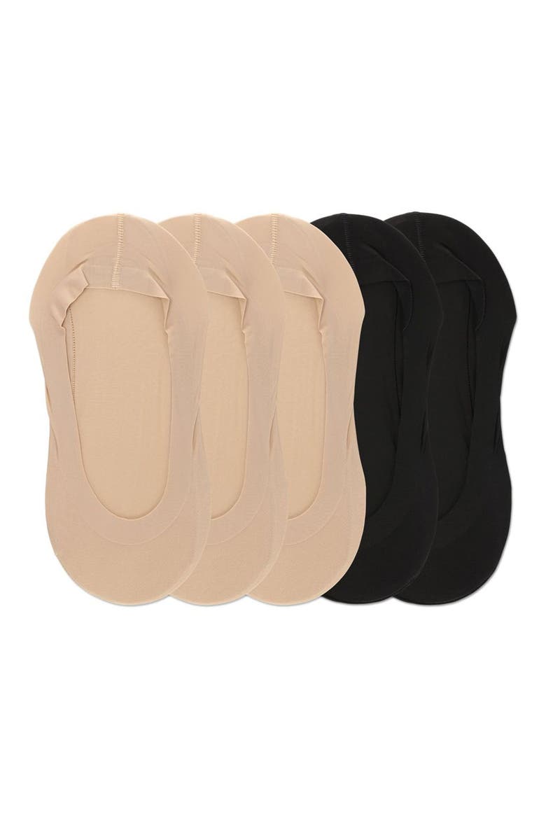 Fine Edge Sock Liners - Pack of 5, Alternate, color, NUDE-BLACK