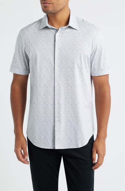 Miles OoohCotton® Leaf Print Short Sleeve Button-Up Shirt