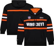 Mitchell & Ness Men's  Black Cincinnati Bengals Vintage Logo Head Coach Fleece Pullover Hoodie