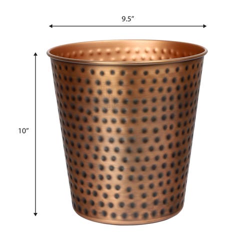 Happimess Axel Modern Minimalist Hammered Steel 2-gallon Wastebasket In Brown