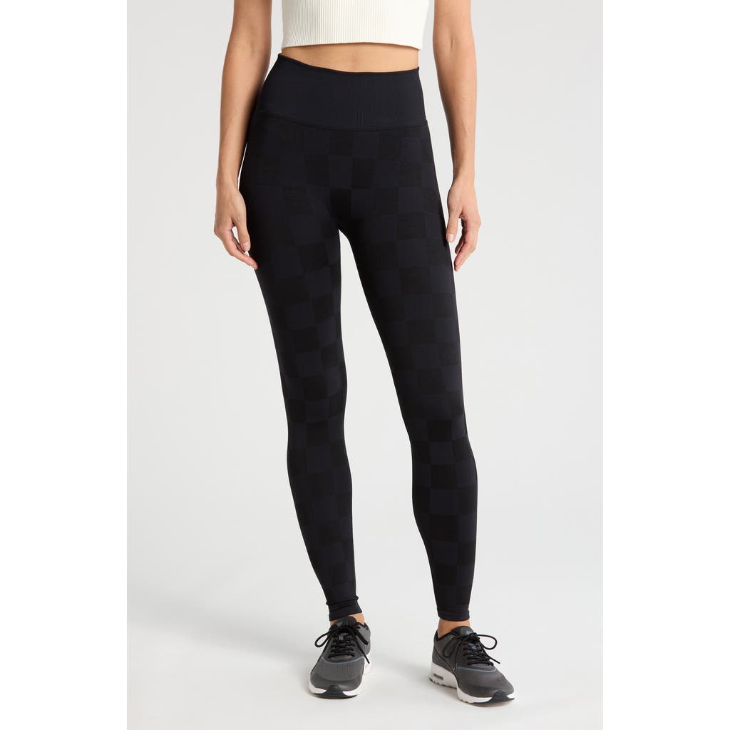 Good American Checker Clean Seam High Waist Leggings In Black001