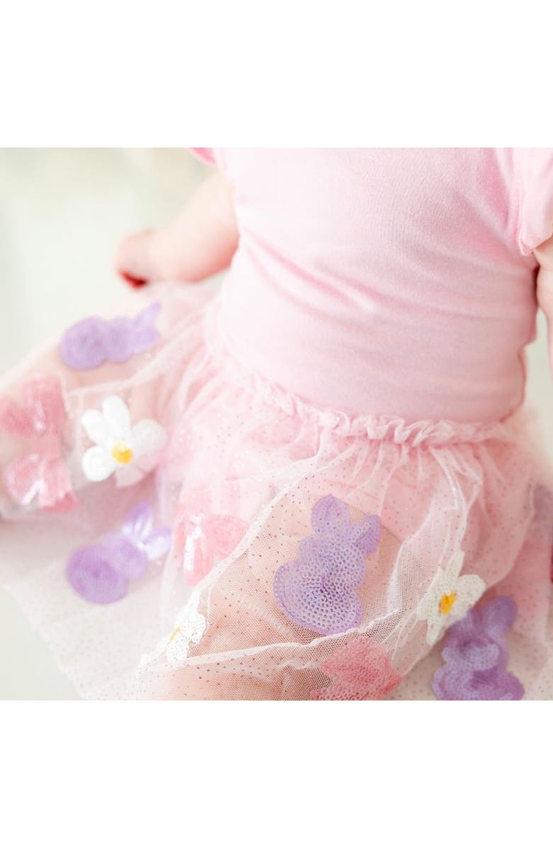 Sweet Wink Bunny Bow Sequin Easter Short Sleeve Tutu Bodysuit, Alternate, color, 