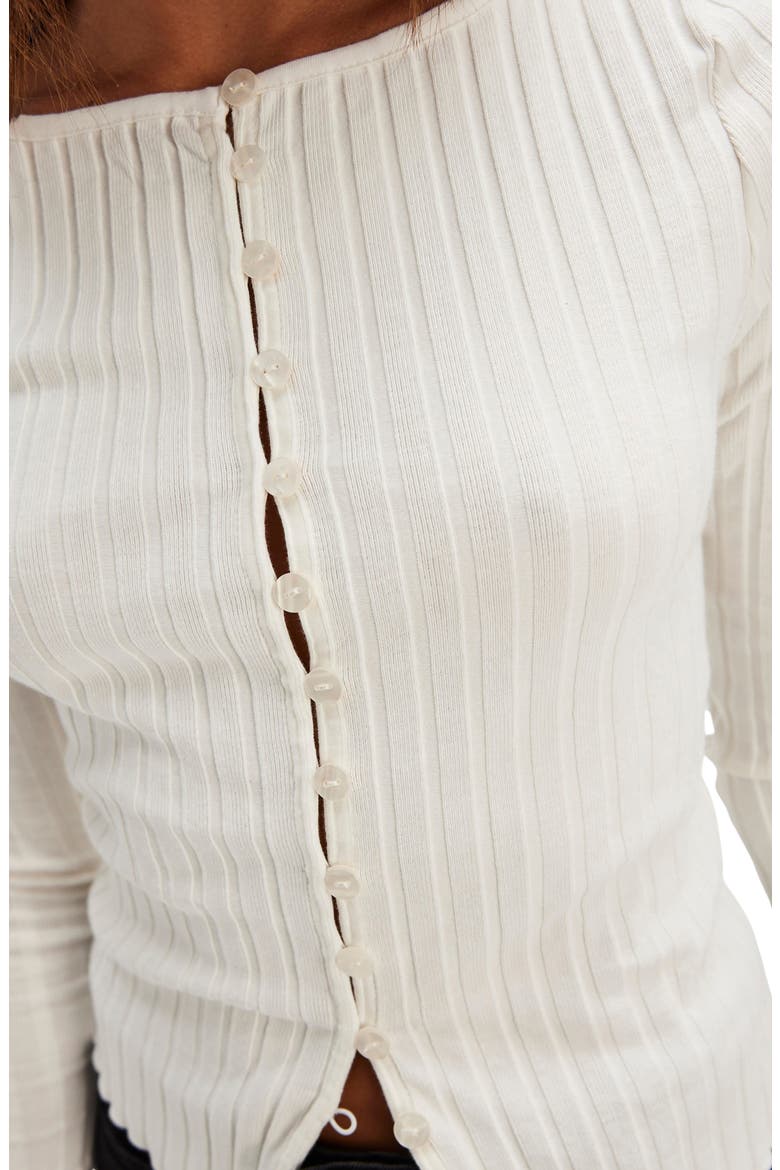 Tilly Rib Long Sleeve Button-Up Top, Alternate, color, IVORY