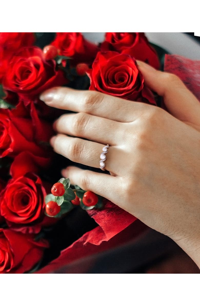 DELMAR 14K White Gold 3.5–4mm Cultured Freshwater Pearl & Diamond Ring - 0.10ct., Alternate, color, 