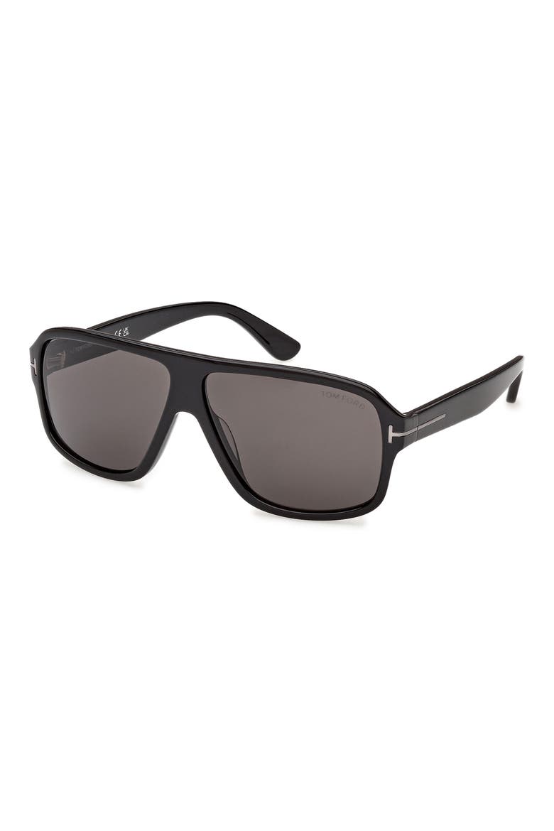 William 0-2 63mm Oversize Navigator Sunglasses, Alternate, color, SHINY BLACK NOIR / SMOKE