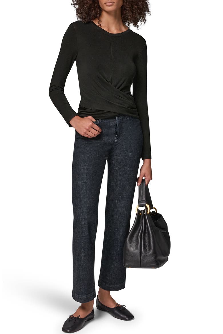 Drape Front Knit Top, Alternate, color, BLACK