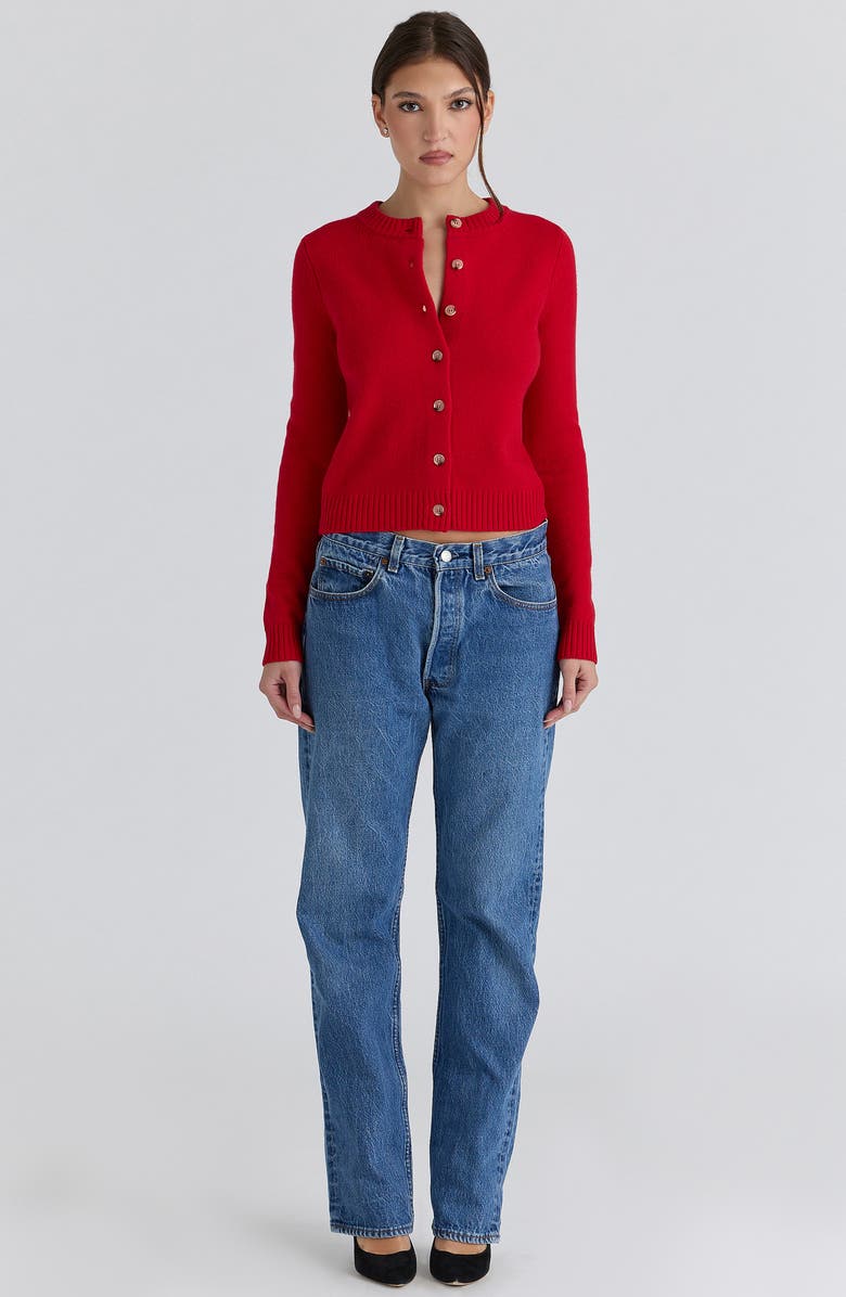 HOUSE OF CB Signature Merino Wool & Cashmere Cardigan, Alternate, color, Red