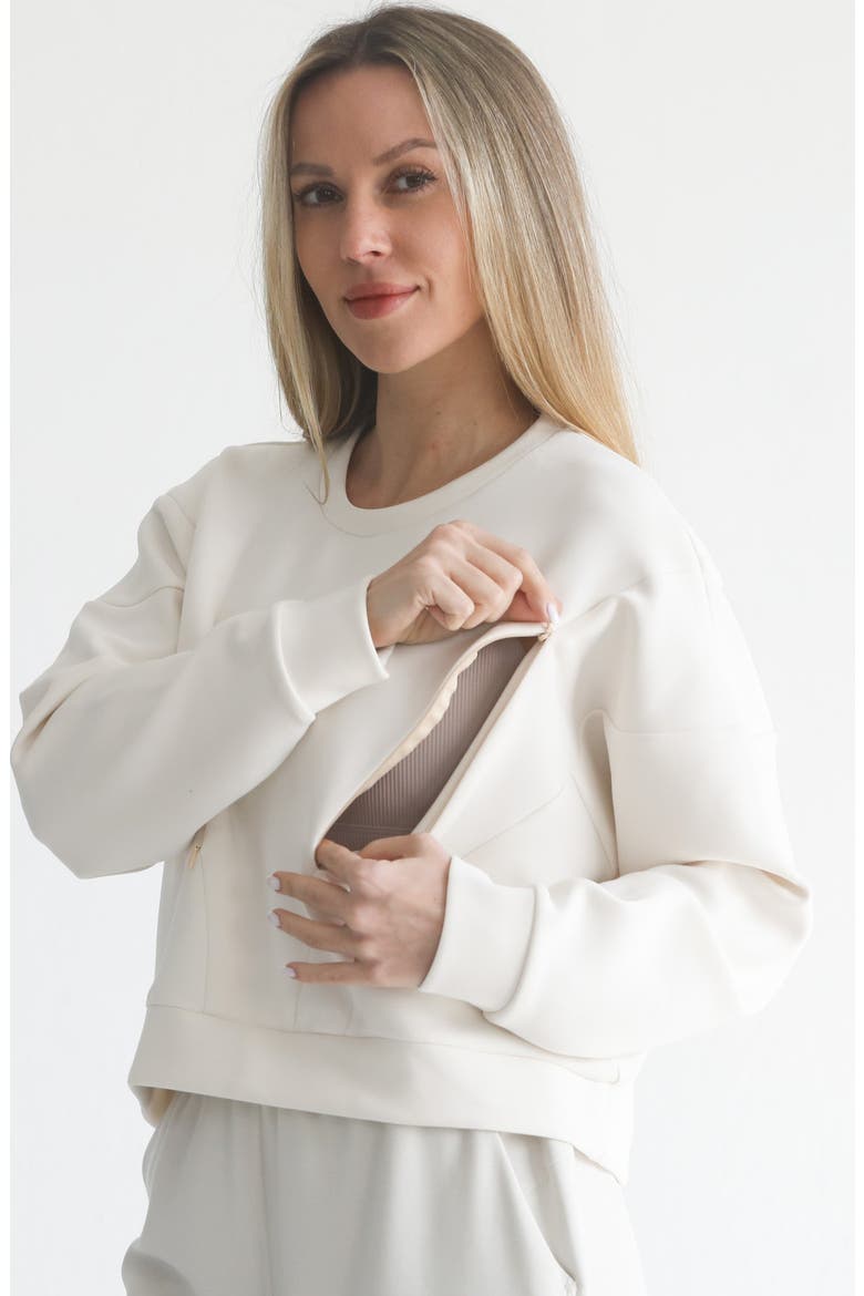 Lyah Softstreme Oversized Cropped Nursing Crew, Alternate, color, Bone