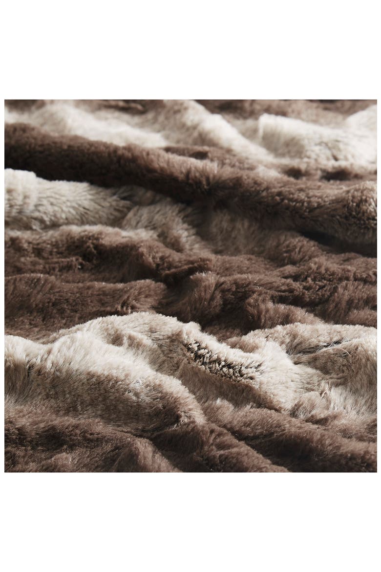 Zuri Heated Faux Fur Wrap, Alternate, color, BROWN