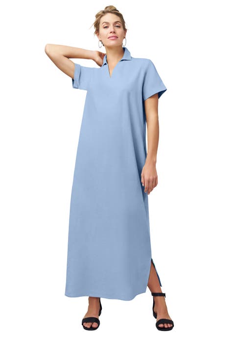 Linen Short Sleeve Maxi Dress (Plus)