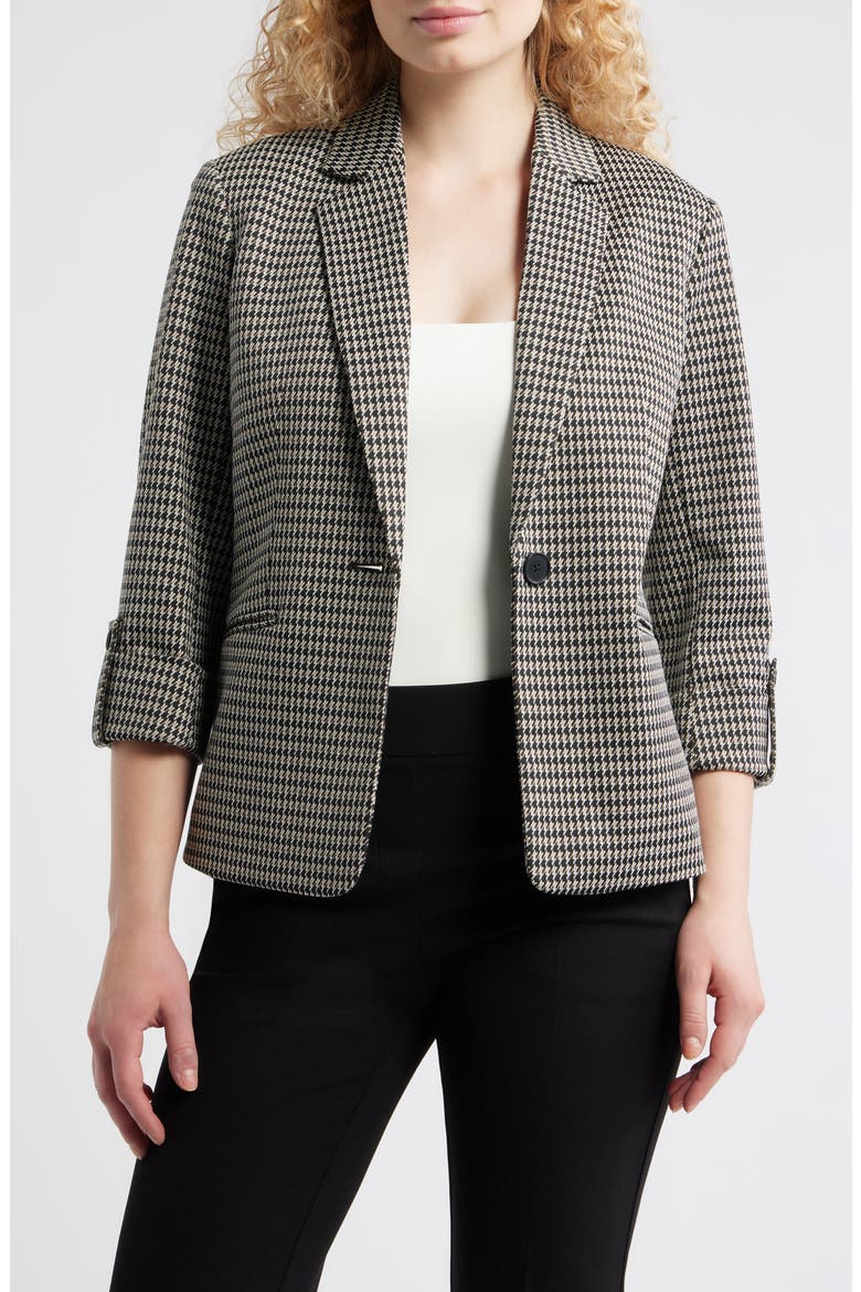 Houndstooth Jacquard Knit Jacket, Main, color, ANNE BLACK MULTI