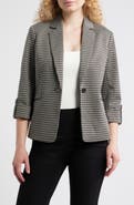 AK ANNE KLEIN Houndstooth Jacquard Knit Jacket