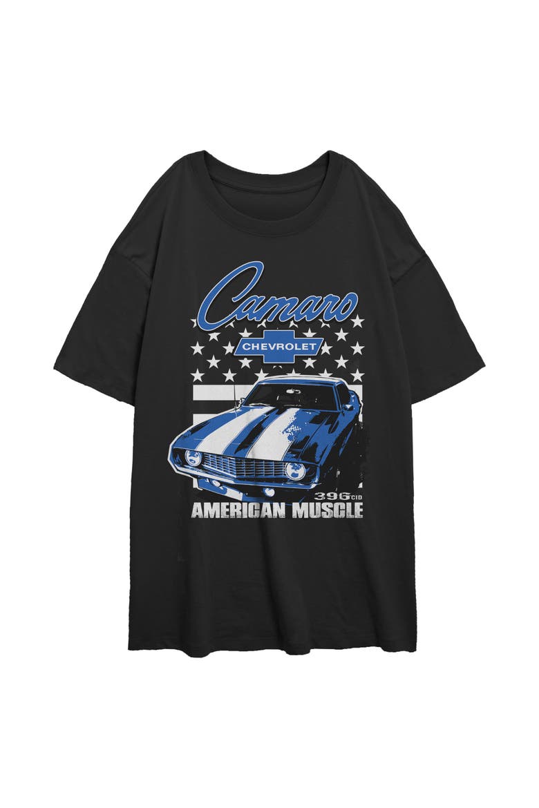 Junior's Camaro American Muscle Short Sleeve Oversized T-Shirt, Main, color, Black