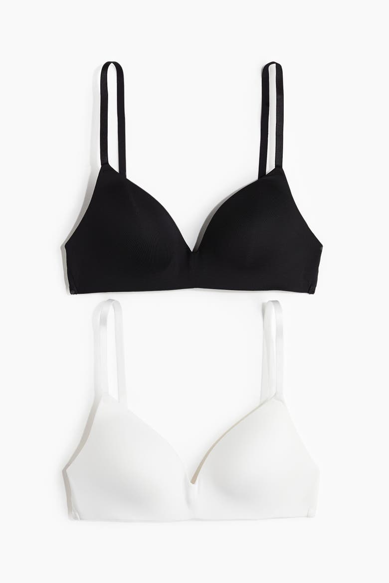 2-pack Microfibre Non-wired Bras, Alternate, color, Black/white