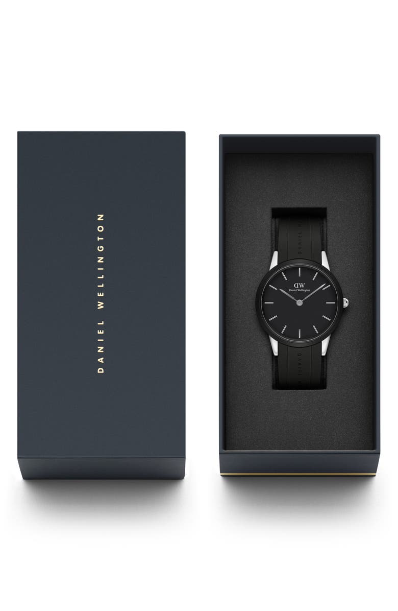 Daniel Wellington Iconic Motion Rubber Strap Watch, 40mm, Alternate, color, Silver/ Black