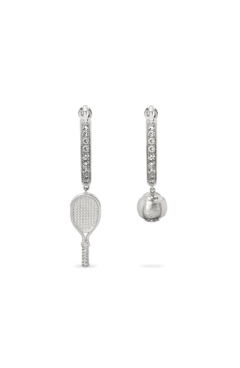 PASCAL The Tennis Hoop Earrings, White Diamond, Main, color, Silver / White Diamond