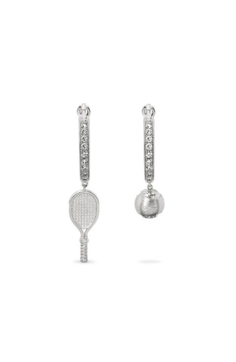 The Tennis Hoop Earrings, White Diamond