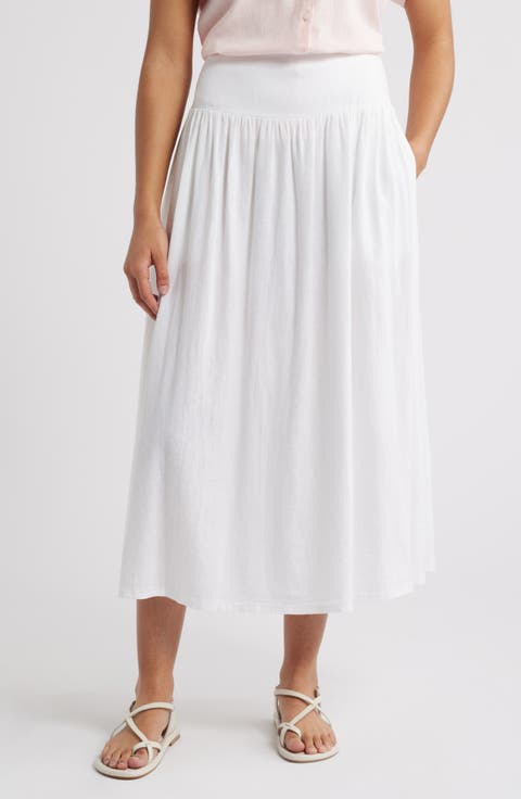 Linen Blend Pull-On Skirt