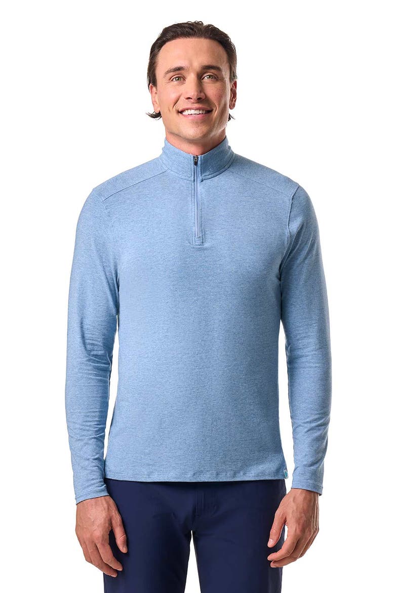 Men's Sonora Quarter-Zip, UPF 50+ Sun Protection, Alternate, color, Light Blue Heather