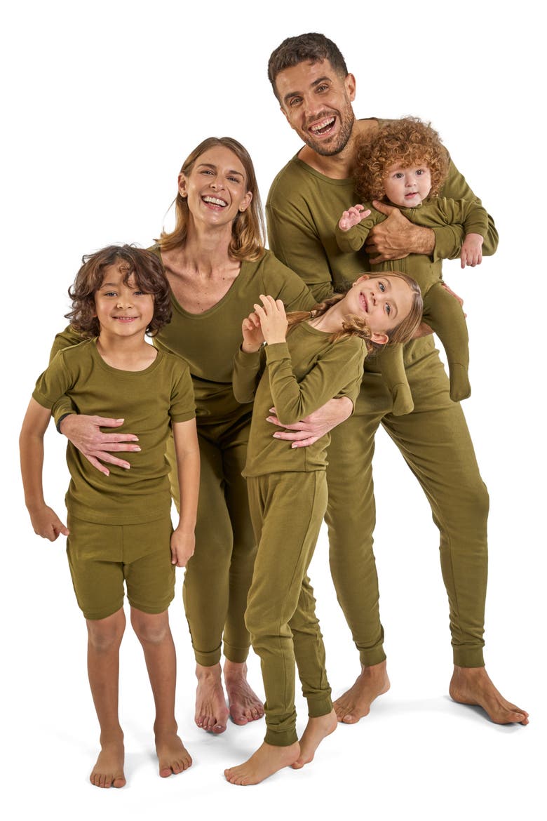 Men's Cotton Solid Matching Family Pajamas, Alternate, color, Olive
