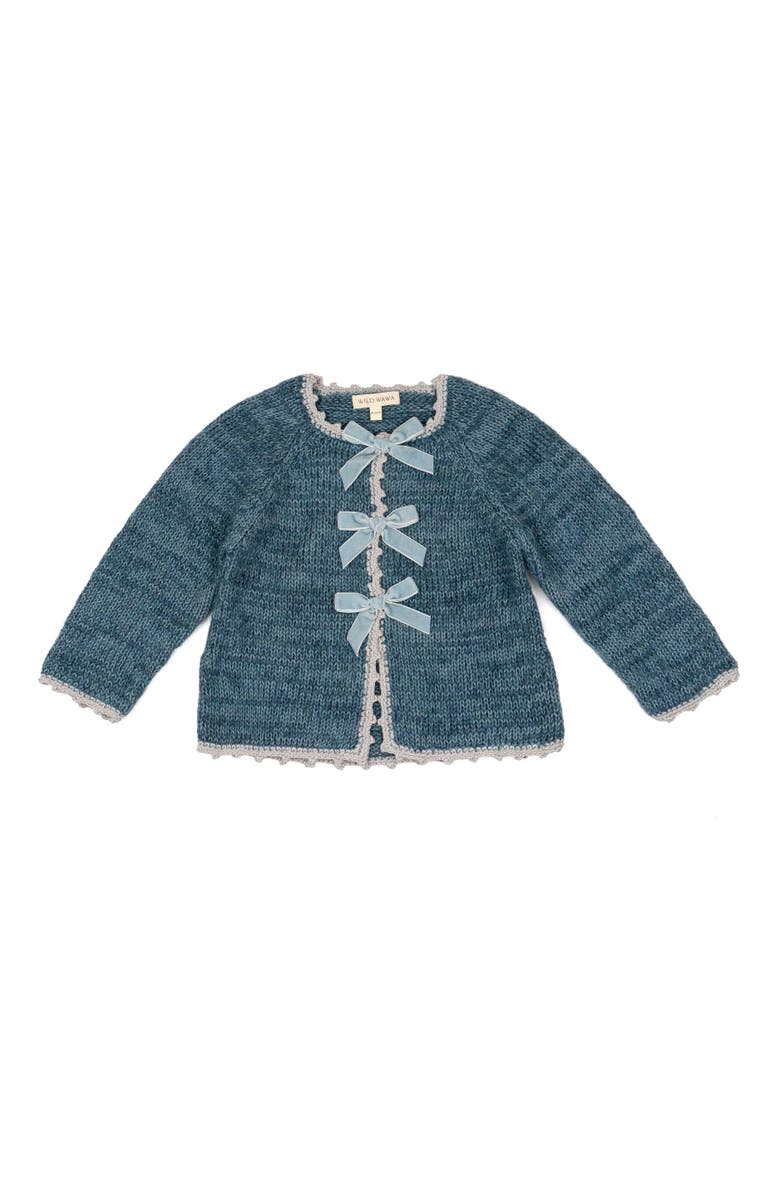 Wild Wawa Velvet Bow Sweater, Main, color, Aegean Blue