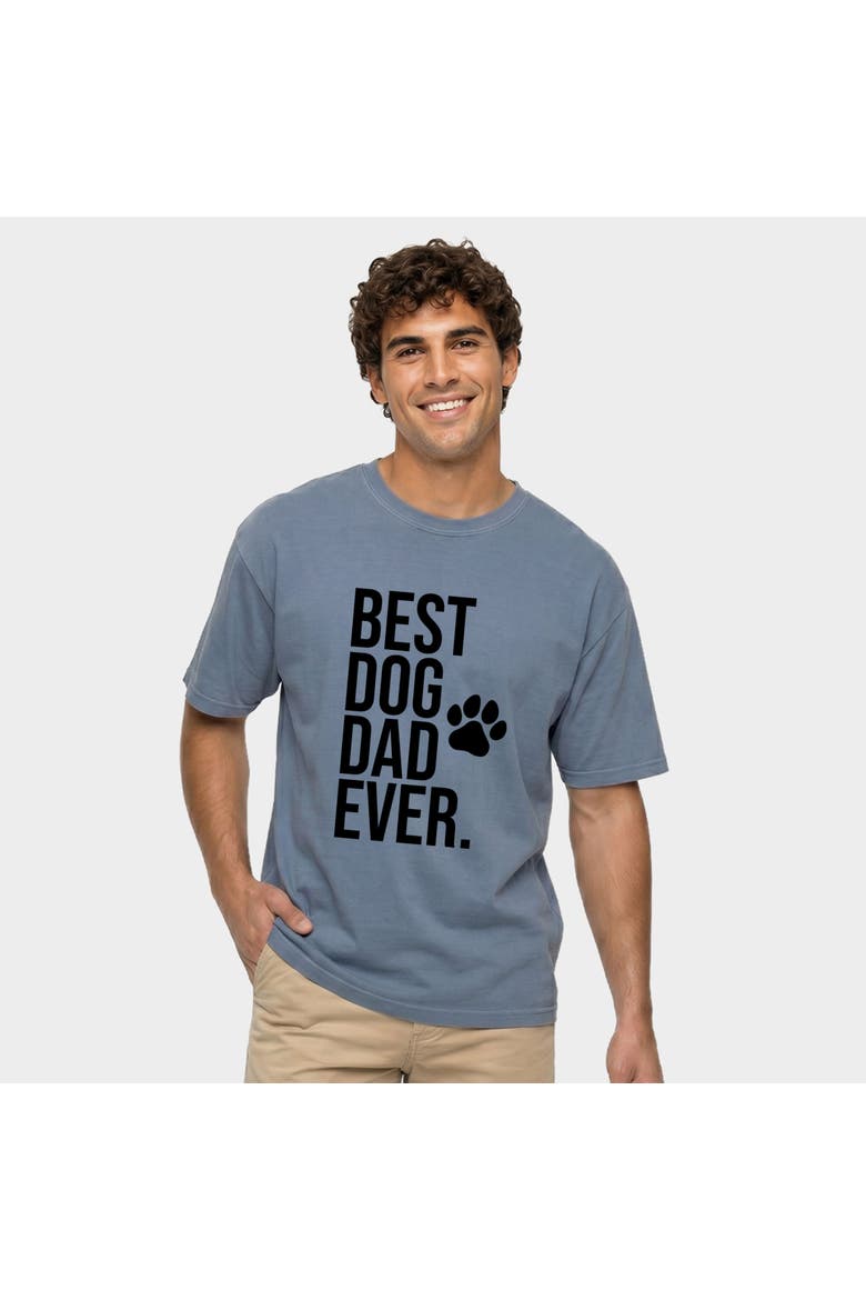 Best Dog Dad Ever Paw Garment Dyed T-Shirt, Main, color, Blue Jean