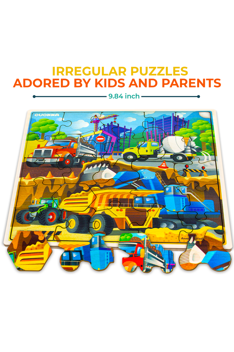 Kids Wooden Puzzles - 28-Piece Jigsaw Puzzles, Alternate, color, Transport