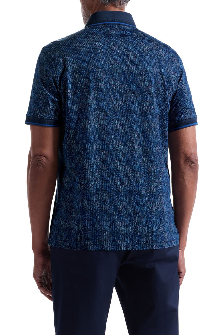 Vance OoohCotton® Leaf Print Polo, Alternate, color, NAVY