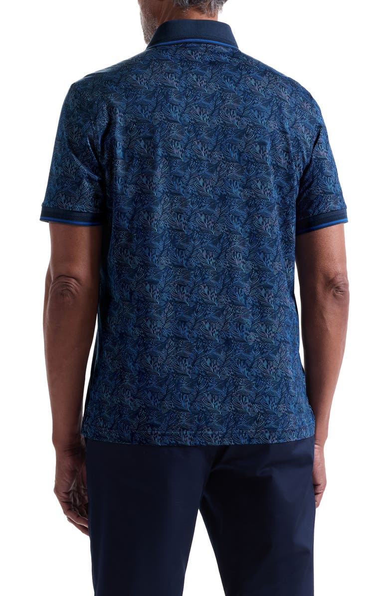 Bugatchi Vance OoohCotton<sup>®</sup> Leaf Print Polo, Alternate, color, Navy