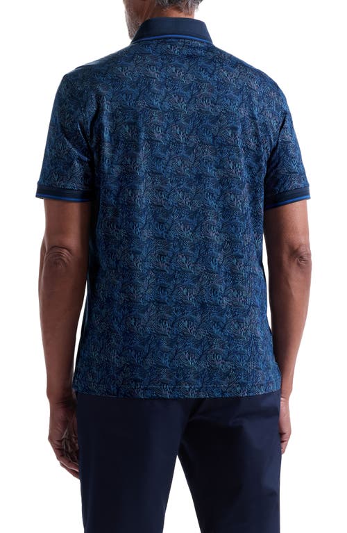 Bugatchi Vance Ooohcotton® Leaf Print Polo In Blue
