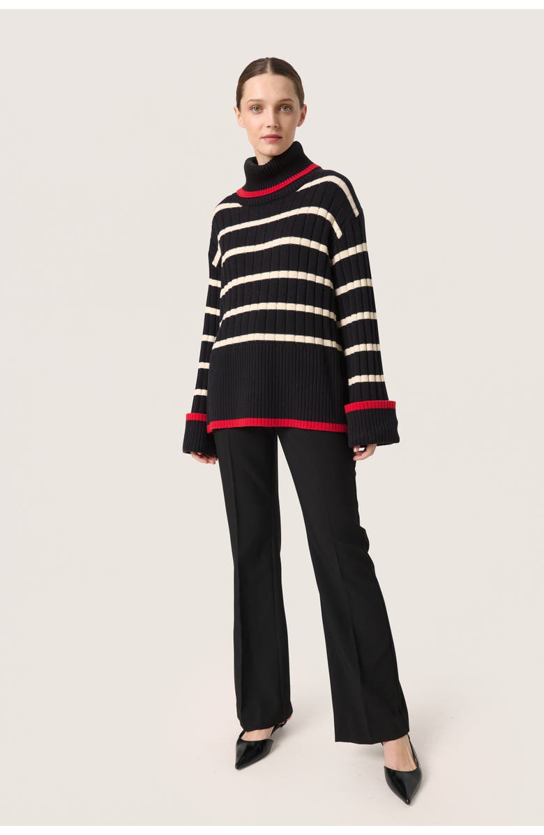 Soaked in Luxury Slmusling Rollneck Rib Knit Pullover, Alternate, color, Black