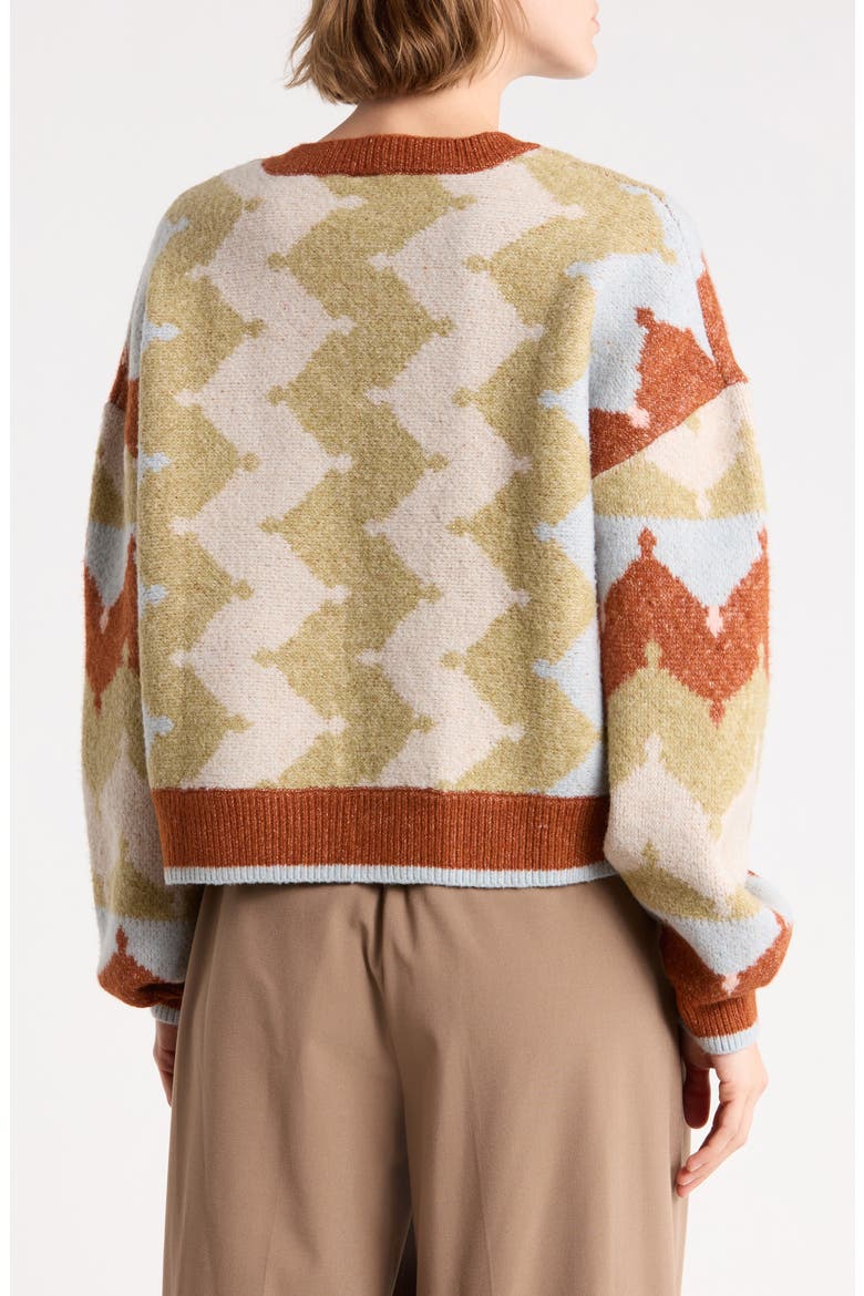 Geo Jacquard Cardigan, Alternate, color, RUST COMBO