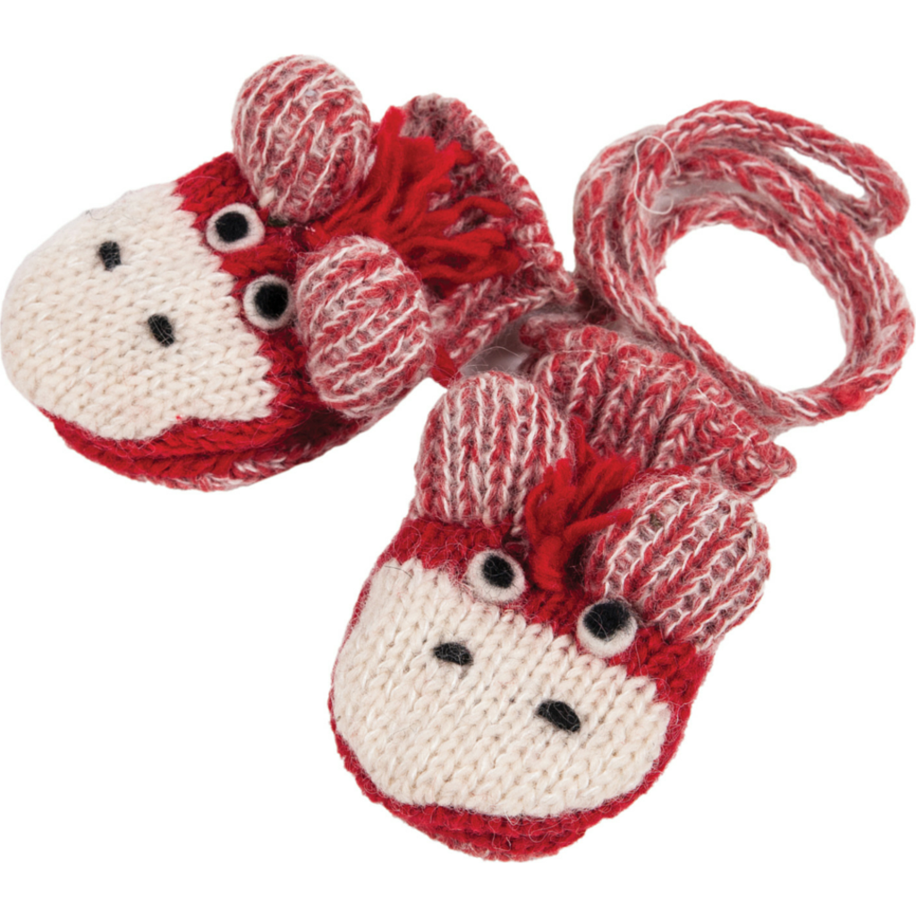 Nirvanna Designs Cute Monkey Mittens-red In Red
