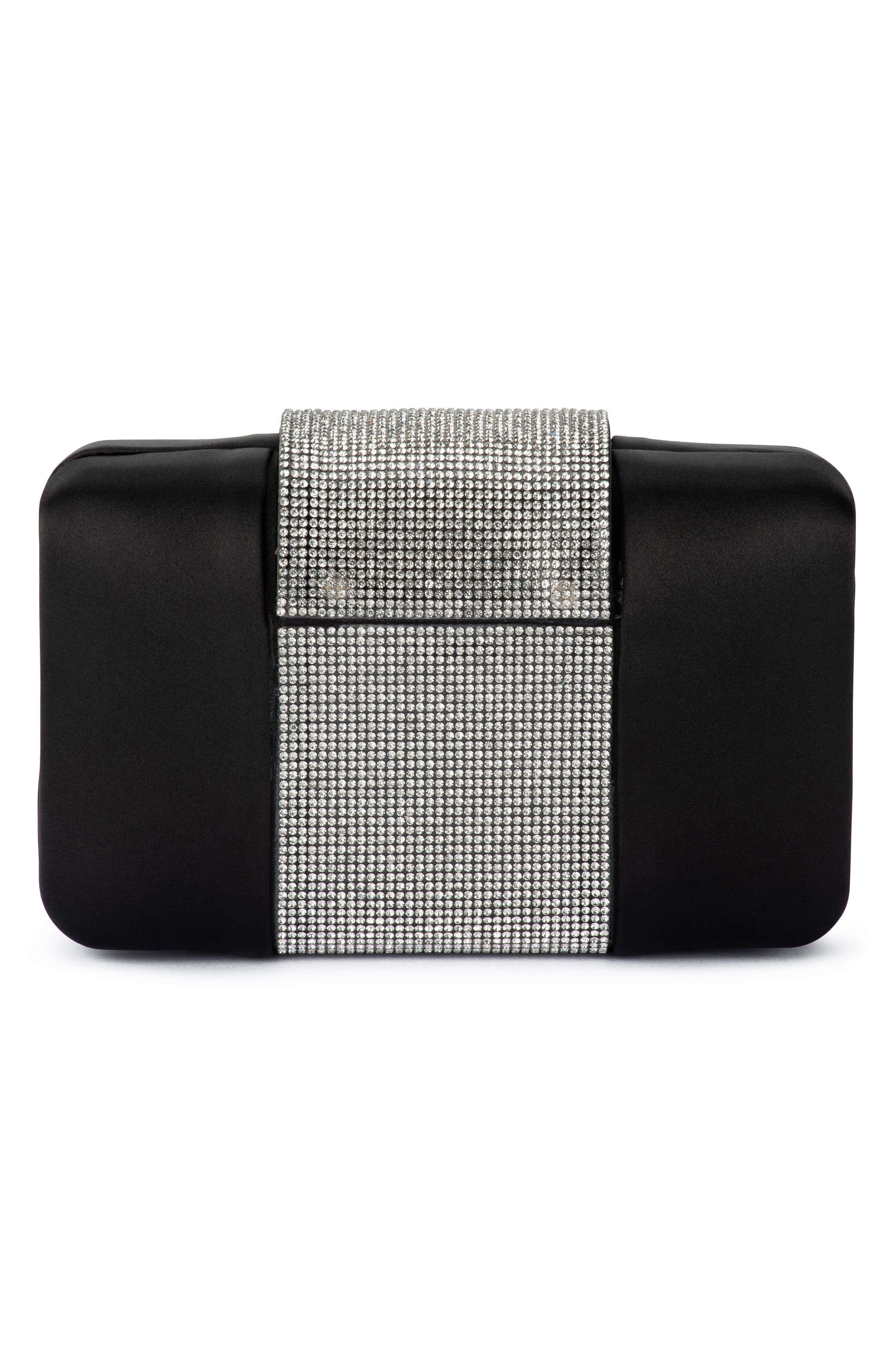 Olga Berg Aubrey Crystal Trim Clutch, Alternate, color, Black