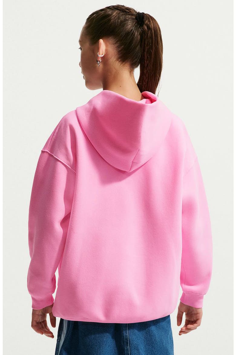 Kids' Sportswear Studio Oversize Fleece Hoodie, Alternate, color, 621 PNKRIS/WHITE